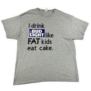 T Shirt I Drink Light Like Fat Kids Eat Cake Gildan Ultra Cotton XL Gray